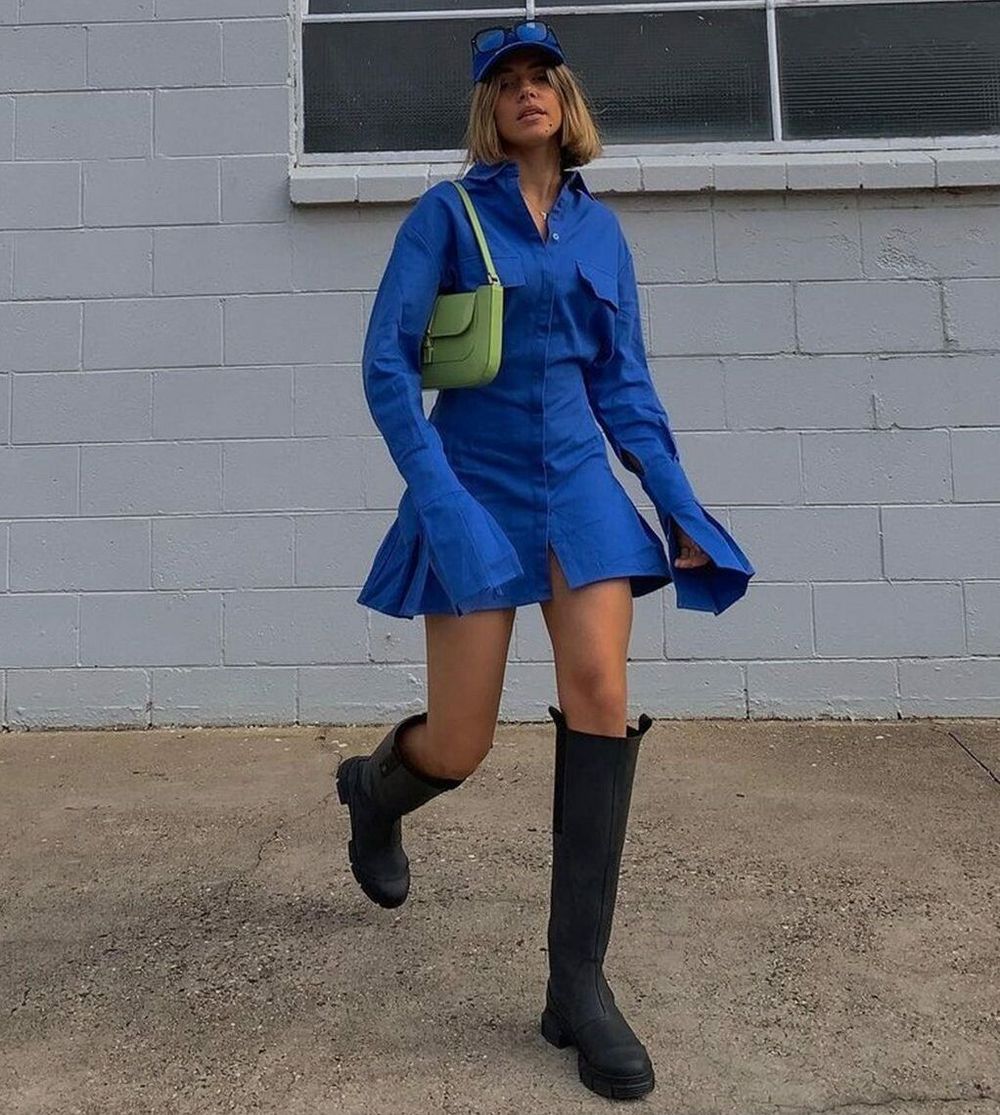 lioness blue shirt dress Lioness