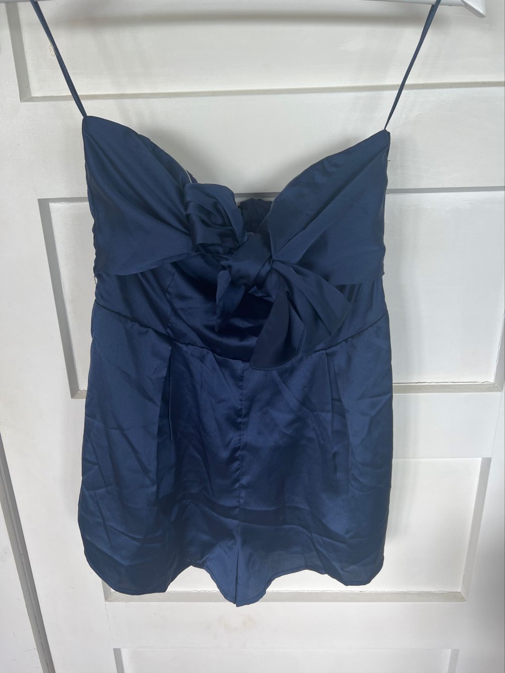 Navy Silk Playsuit Strapless