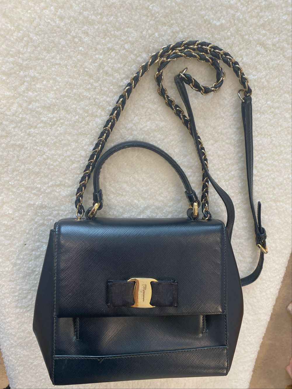 Salvatore Ferragamo Black Saffiano Handbag
