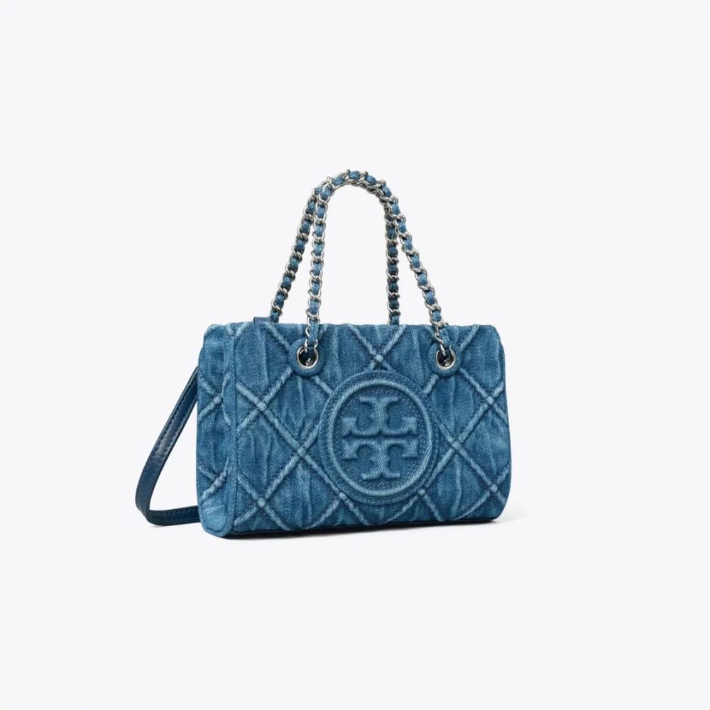 Blue Quilted Denim Tote Bag