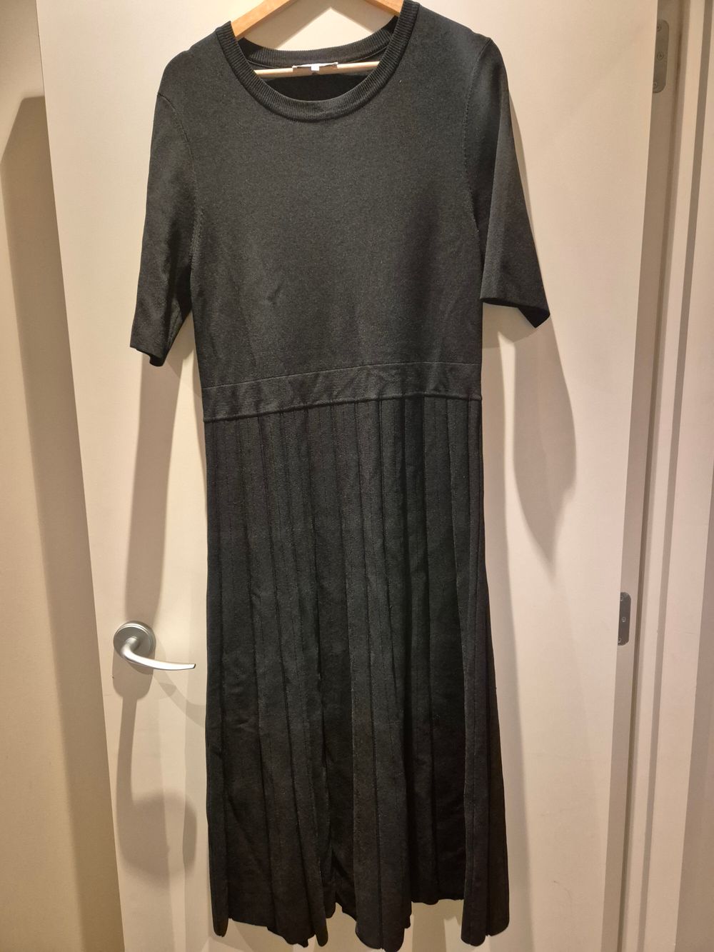 Veronika Maine Black Pleated Knit Dress