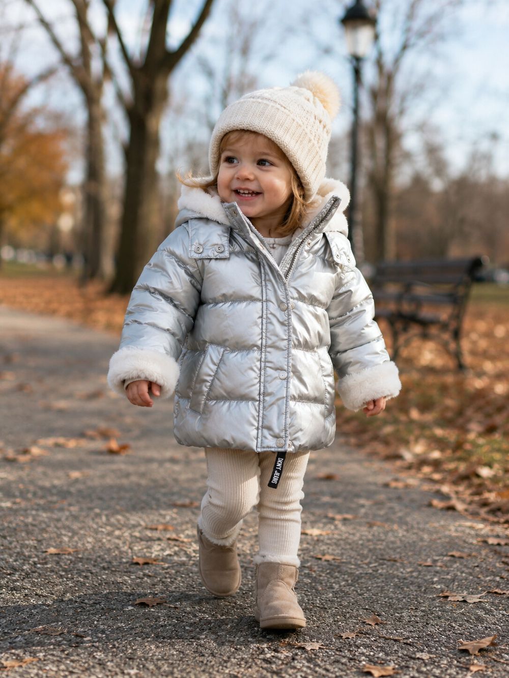 Metallic Silver Puffer Jacket for Toddler
