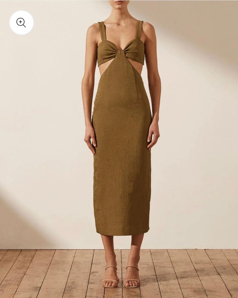 SHONA JOY - Simone Gathered Cut Out Midi Dress - Size AU12/US8/EU40 - BNWT