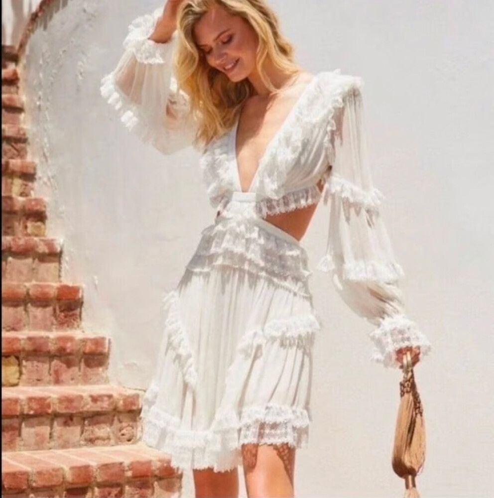 Zimmermann - ZIMMERMANN - Suraya Cut Out Mini Dress - Size 1 (M) / AU 10 /  US 6 on Designer Wardrobe
