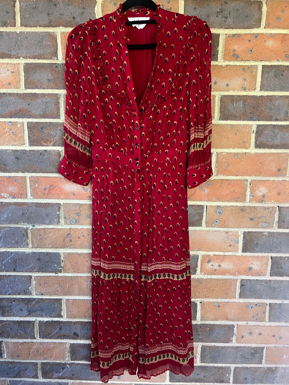 Barie Ruffle Print Midi Dress by Ba&sh