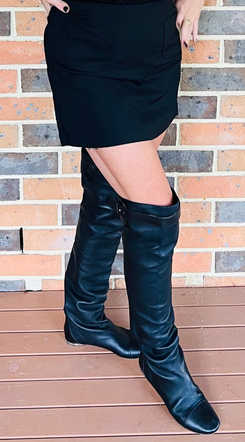 Chloé - Black Leather Thigh High Boots