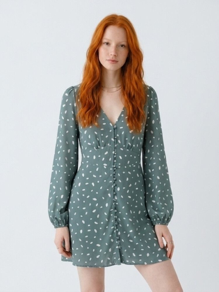 Abercrombie & Fitch - Abercrombie & Fitch Green Spot Dress on Designer  Wardrobe