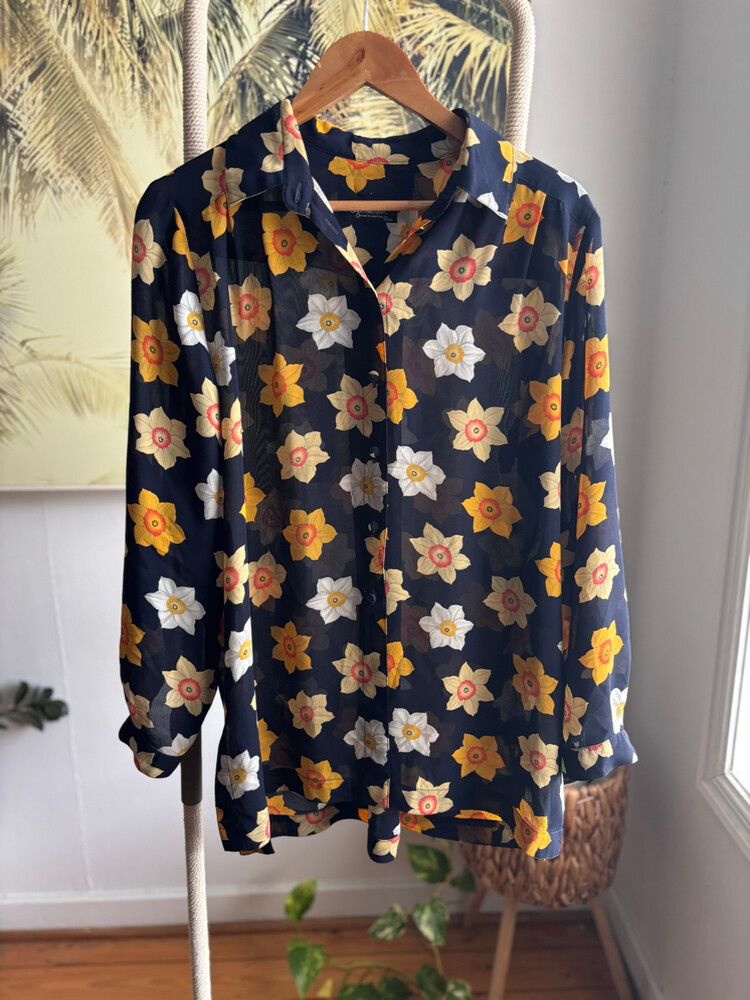 Liz Davenport Navy Floral Shirt