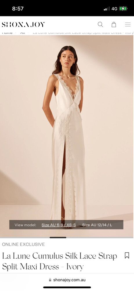 Shona Joy - La Lune Cumulus Silk Lace Strap W Split Maxi Dress - Ivory on Designer Wardrobe Shona Joy - La Lune Cumulus Silk Lace Strap W Split Maxi Dress - Ivory on Designer Wardrobe