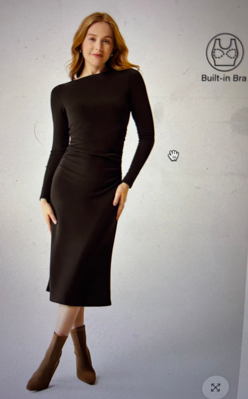 Thermal Boatneck Ruched Sides Brami Midi Dress - Espresso Shut OGL Brand new with tags