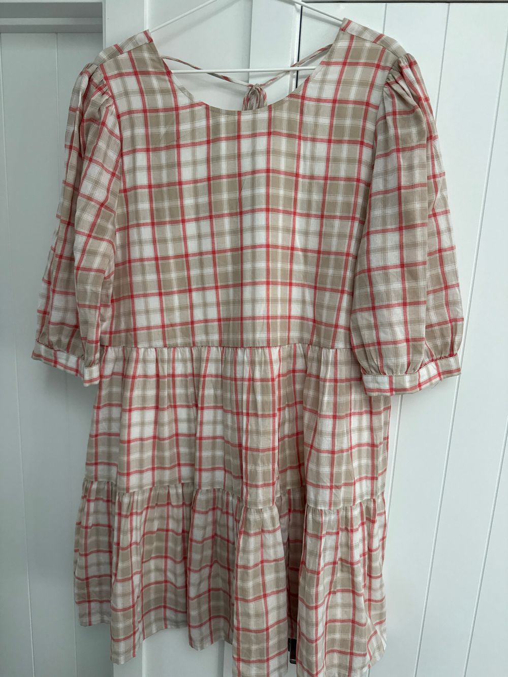 Among the Brave cotton dress white/beige/peach check