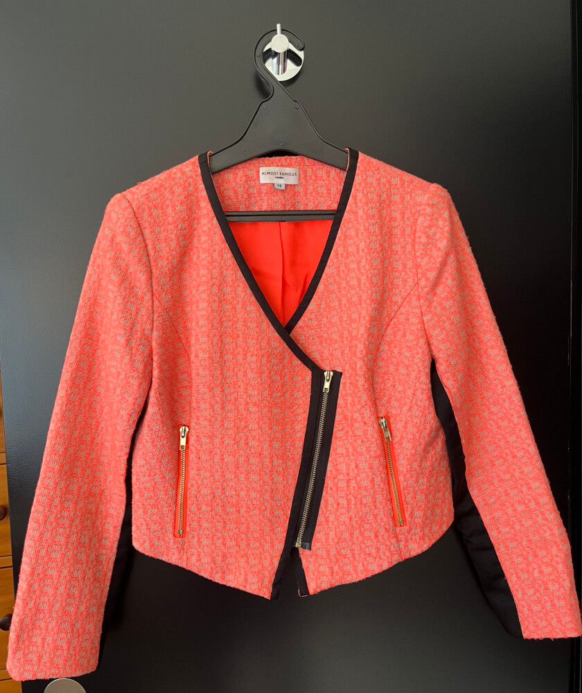 Almost Famous Coral Tweed Jacket