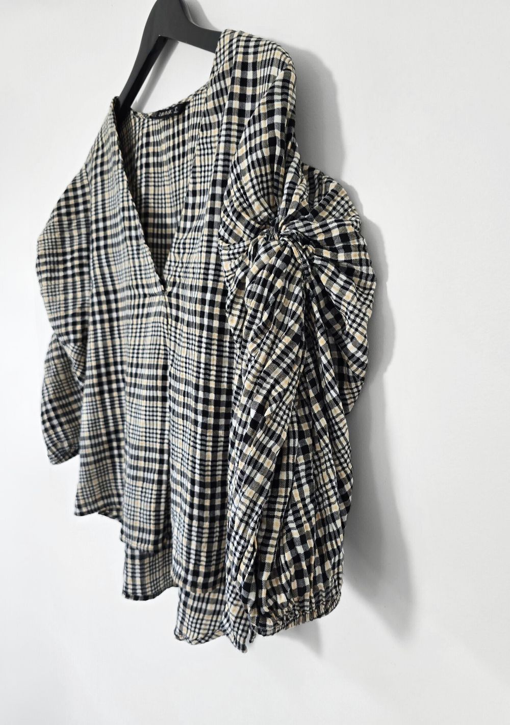 ZARA top | Plaid - Neutral tones | Sz XS