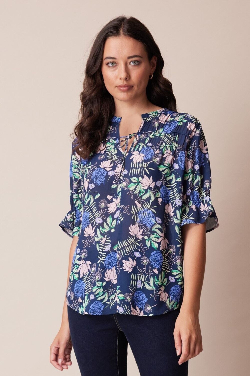LANIA the LABEL (NZ Designer) shirt | Ink floral | Sz 16