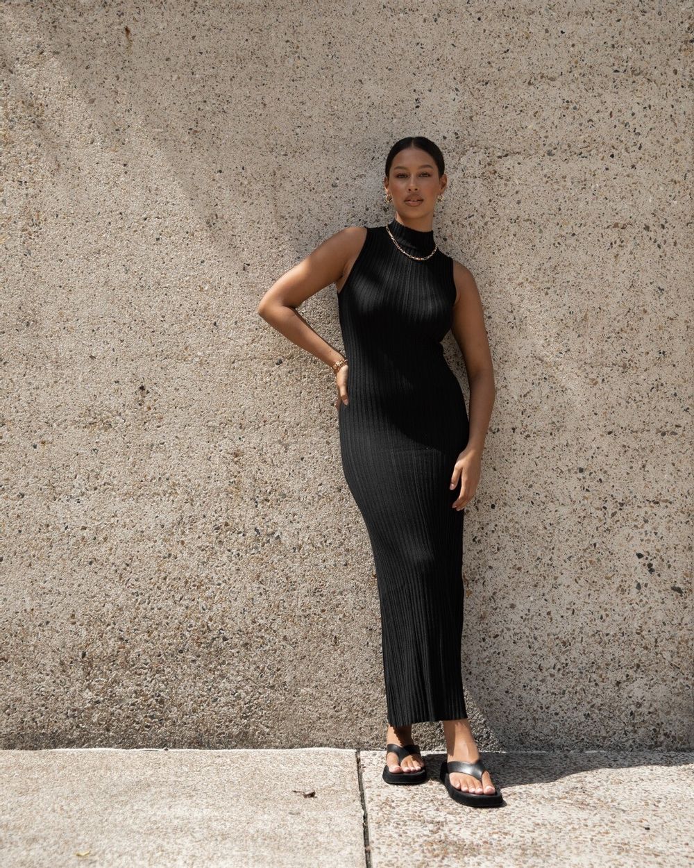 DISSH 'Allie' knit midi dress | Black | Sz 10