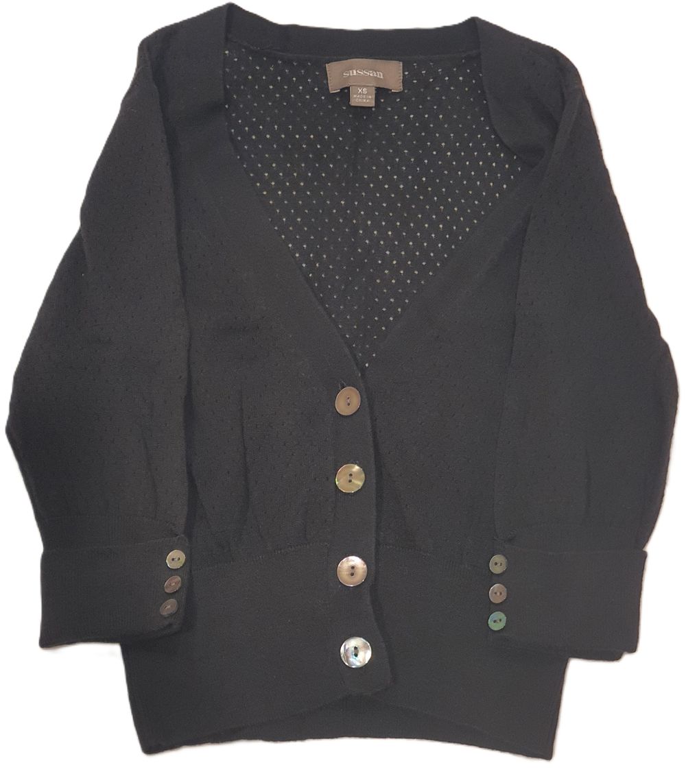 Sussan Black Knit Cardigan - Elegant Black - Size XS