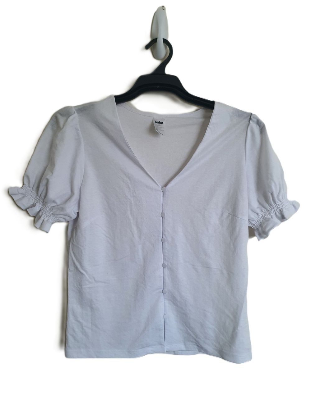 ANKO Women's White Short Sleeve Top - Size 8, Excellent Condition