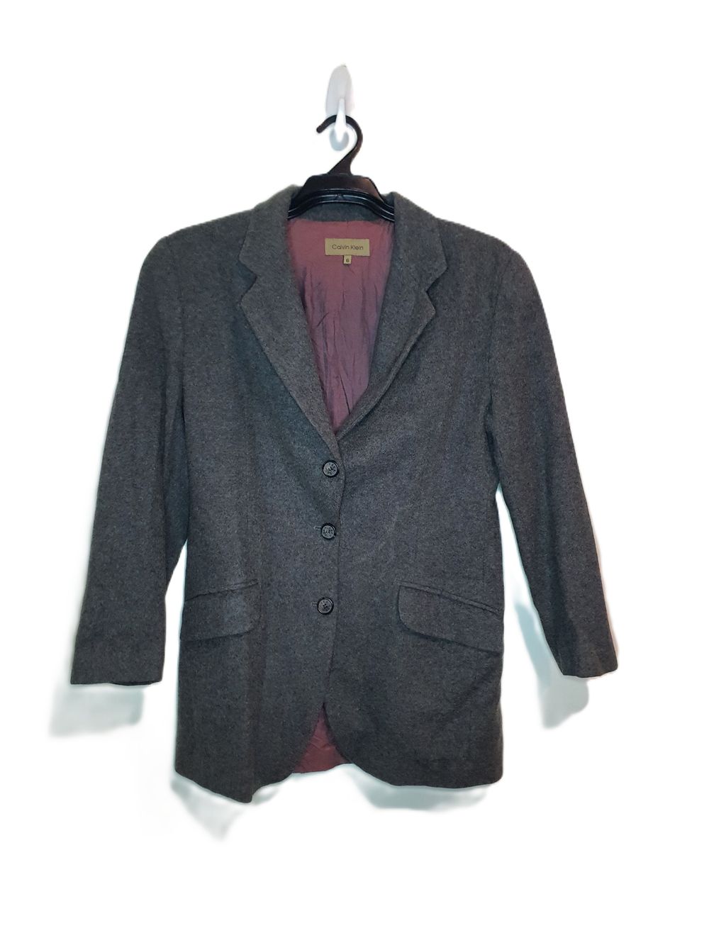 Calvin Klein Grey Wool Blend Blazer Size 6