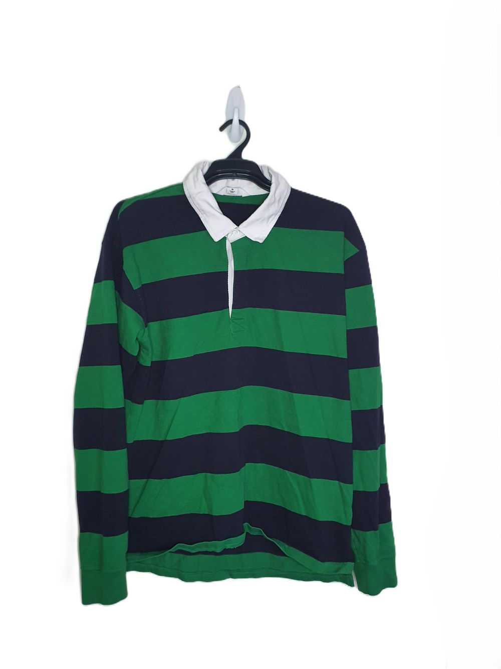 Green Navy Striped Rugby Shirt Size M