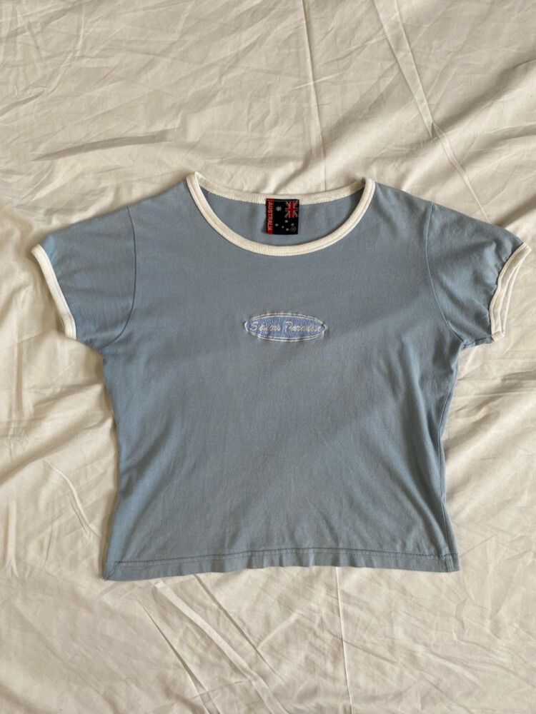 Y2K Surfers Paradise embroidered ringer baby tee