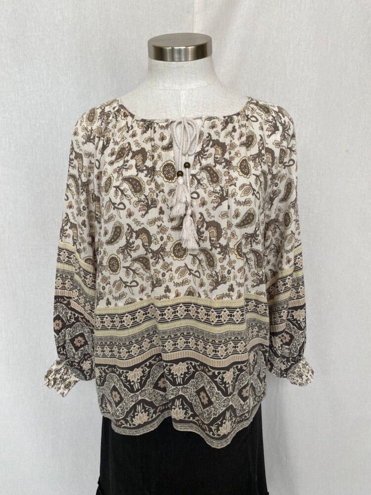 Spell boho paisley patterned peasant blouse