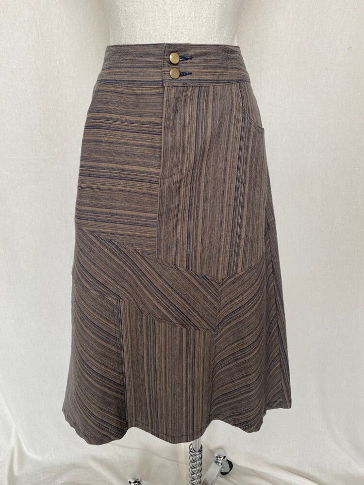 Y2K stripey denim maxi skirt