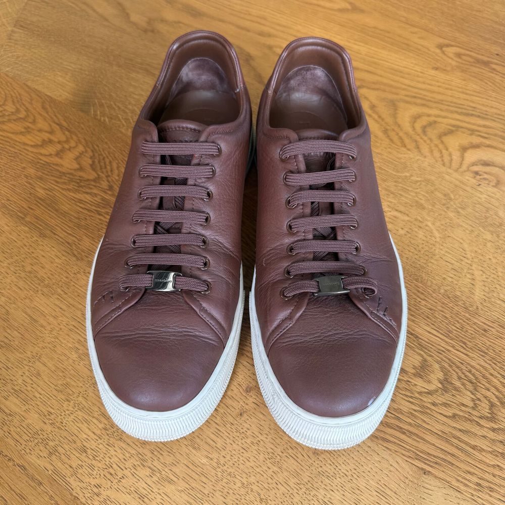 Salvatore Ferragamo Brown Elastic Lace Sneakers