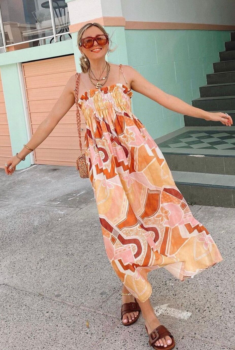 steele orange dress Steele cream burnt orange linen blend maxi halter neck holiday dress s the.spotted.leopard