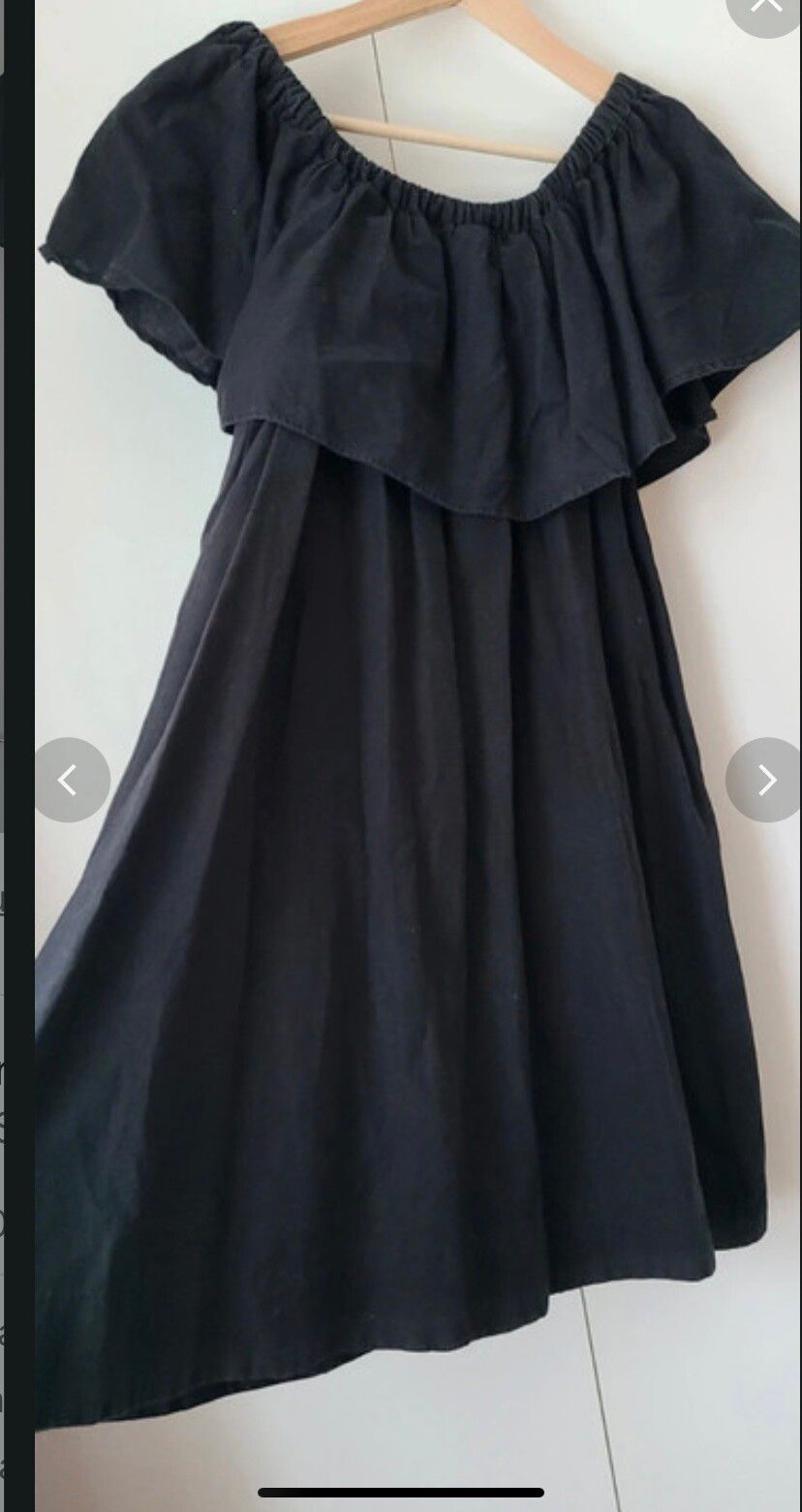 Anine Bing mini dress linen off shoulder ruffle black image 3
