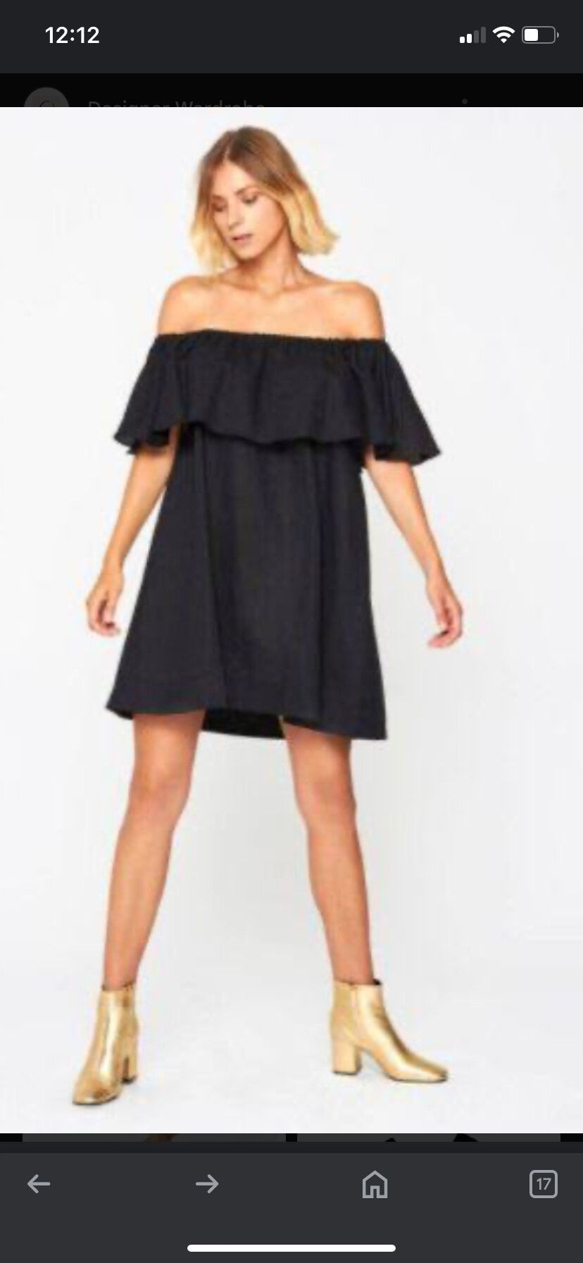 Anine Bing mini dress linen off shoulder ruffle black