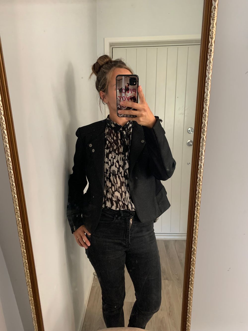 Verge black Virgin wool blend blazer jacket fitted style size M image 2