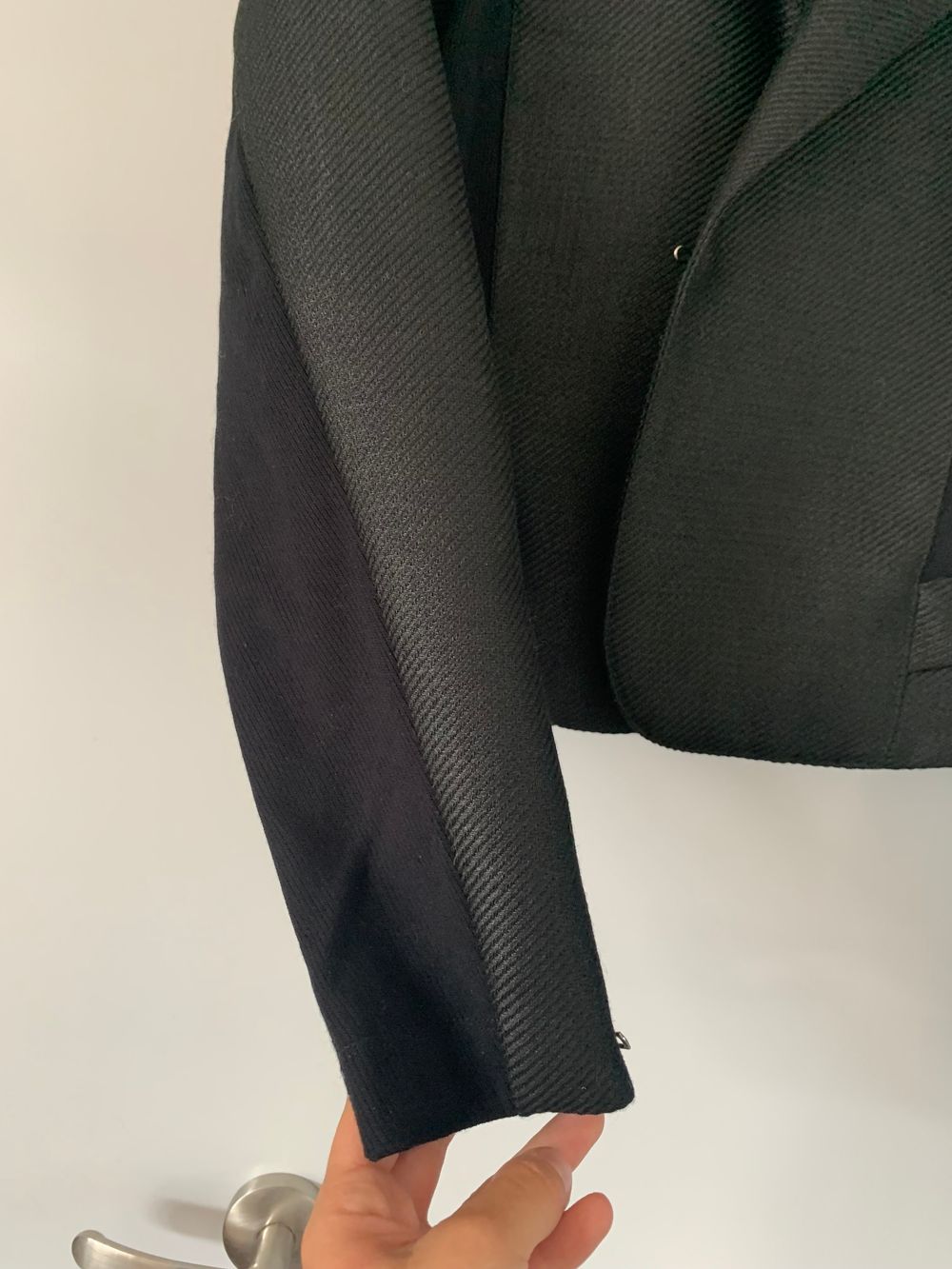 Verge black Virgin wool blend blazer jacket fitted style size M image 5
