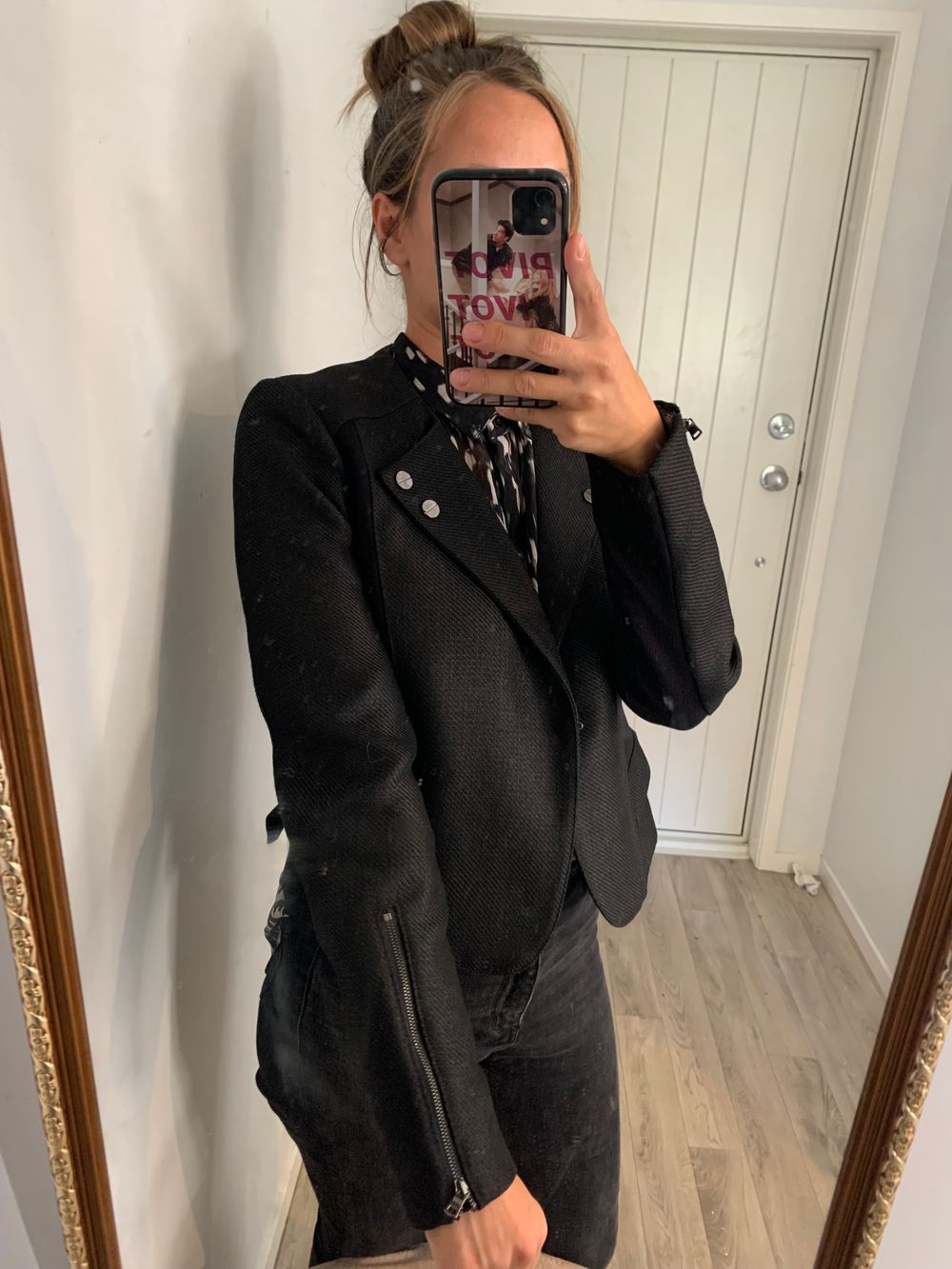 Verge black Virgin wool blend blazer jacket fitted style size M image 4