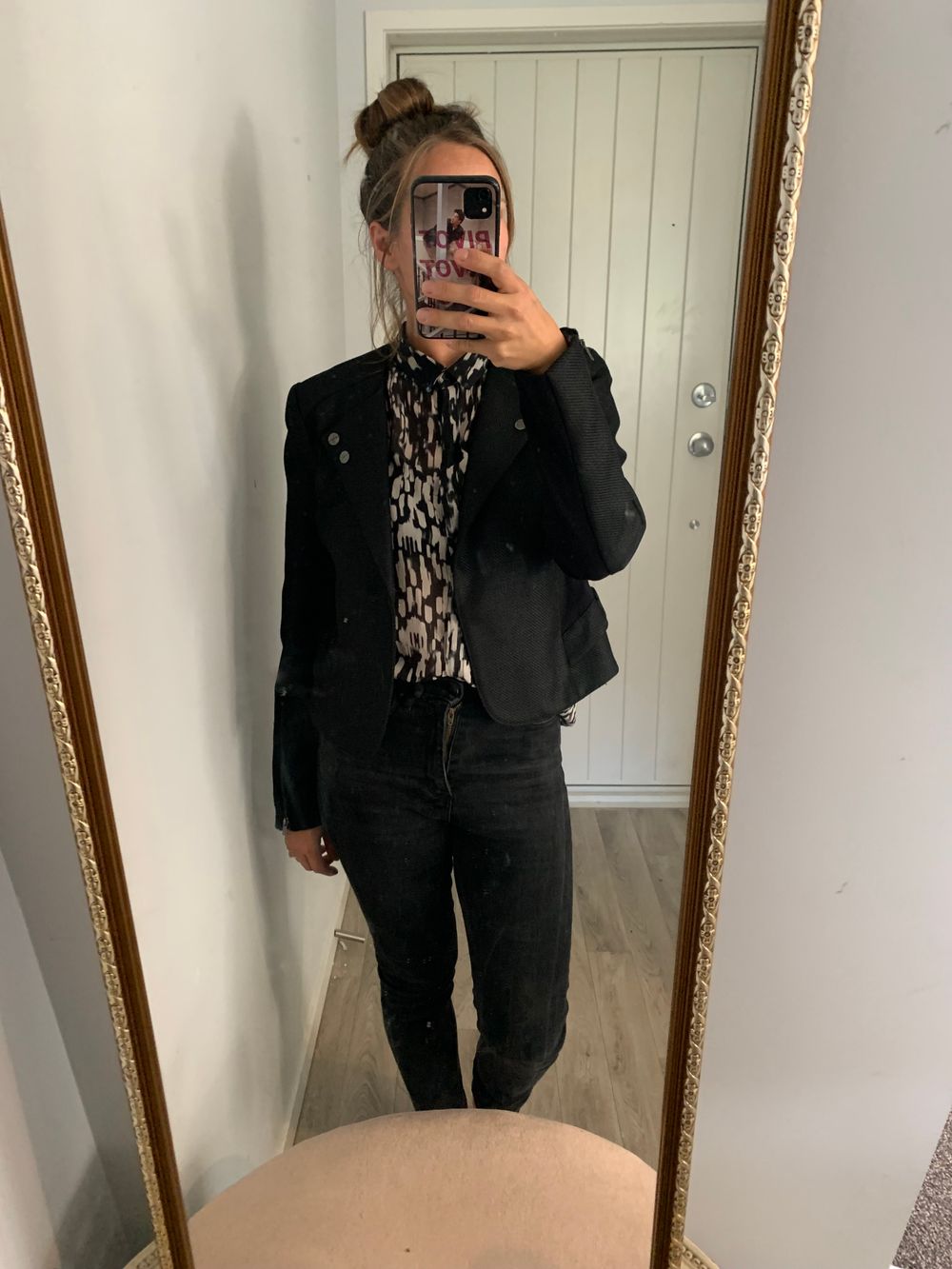 Verge black Virgin wool blend blazer jacket fitted style size M image 3