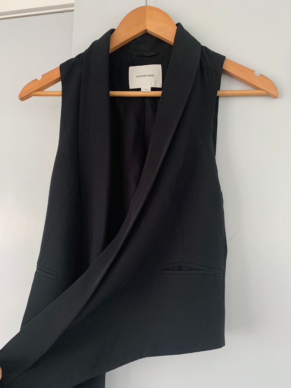 Country road black silk vest waistcoat open front image 2