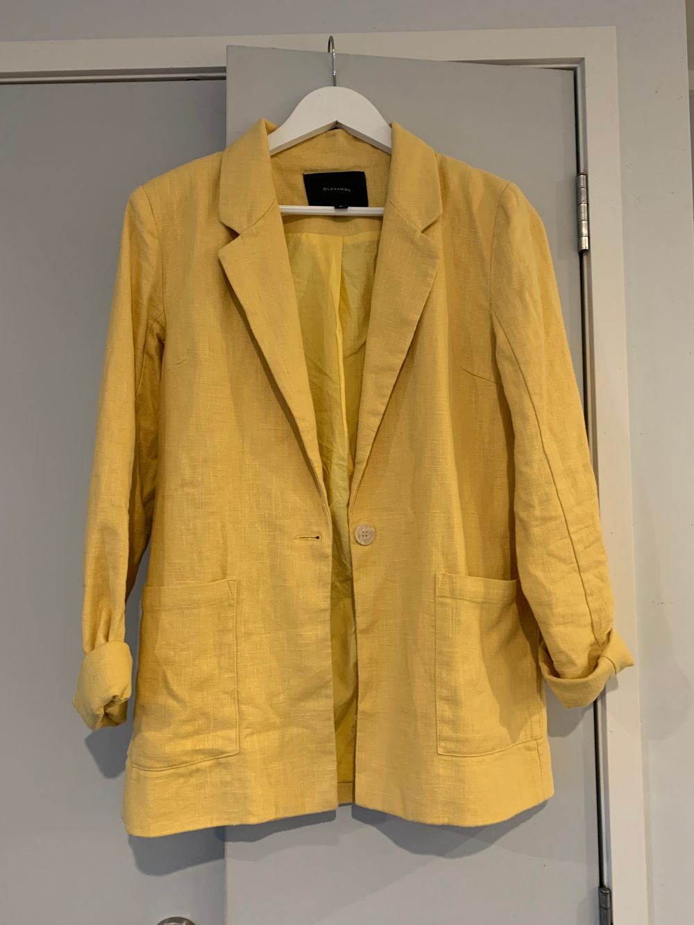 Glassons butter yellow linen blend blazer relaxed fit size 6-8