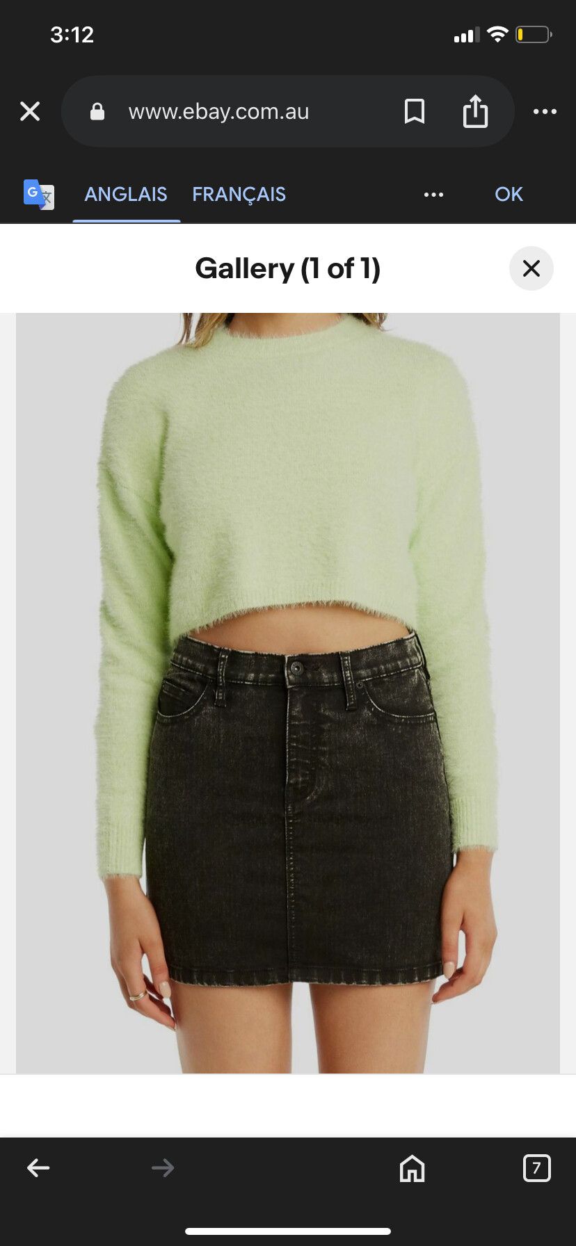 New Bardot cropped jumper lime green fluffy yarn