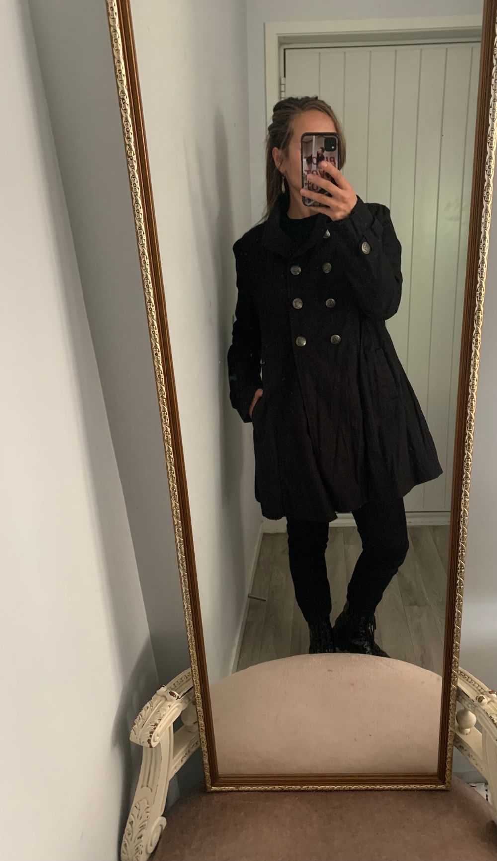 Asos black Cotton jacket double breasted with silver buttons image 3