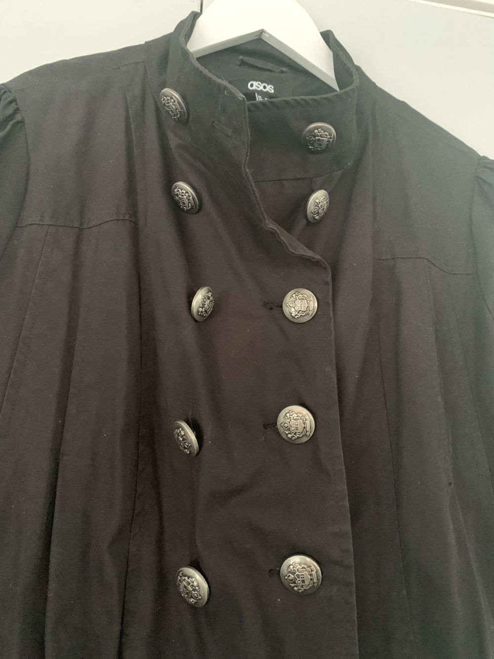 Asos black Cotton jacket double breasted with silver buttons image 6