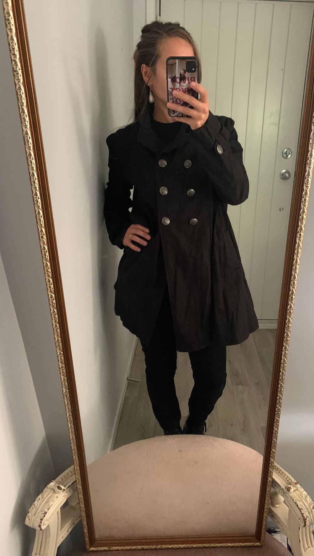Asos black Cotton jacket double breasted with silver buttons image 2