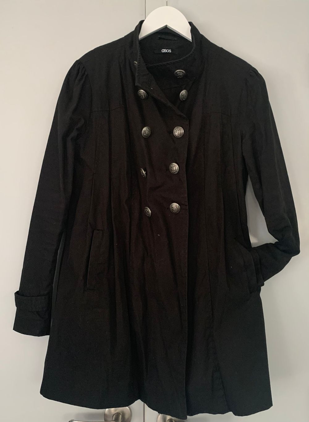 Asos black Cotton jacket double breasted with silver buttons