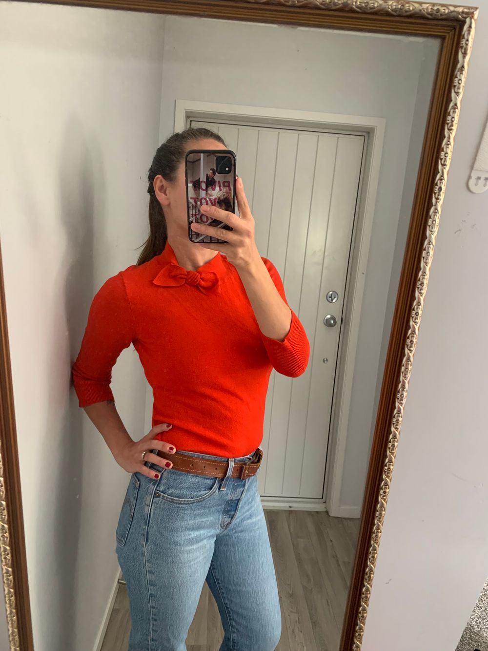 Kate Spade wool cashmere coral red jumper 3/4 sleeves image 7