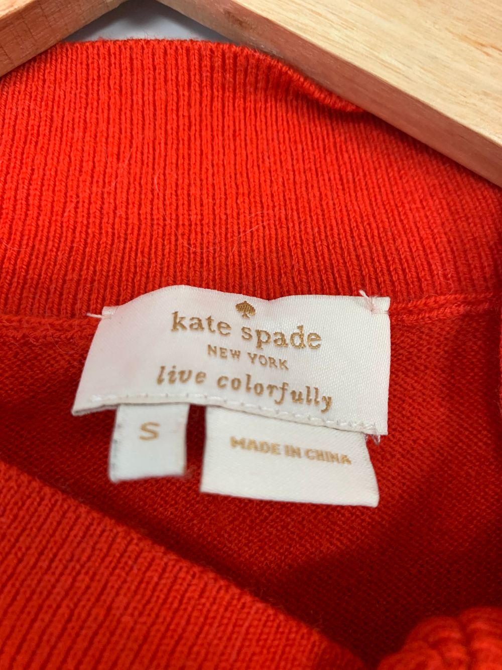 Kate Spade wool cashmere coral red jumper 3/4 sleeves image 3