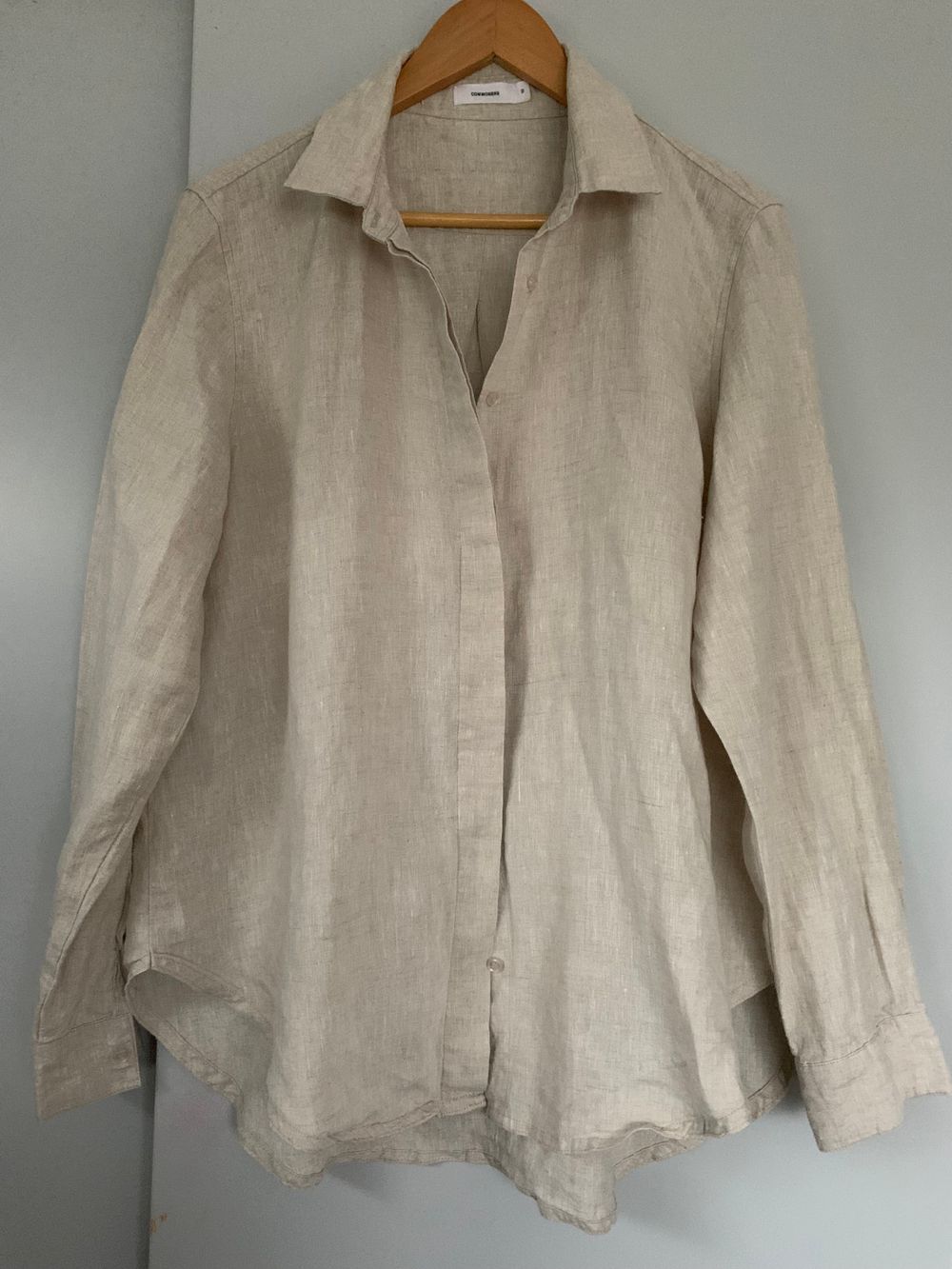 Commoners linen shirt button up beige relaxed fit size 10