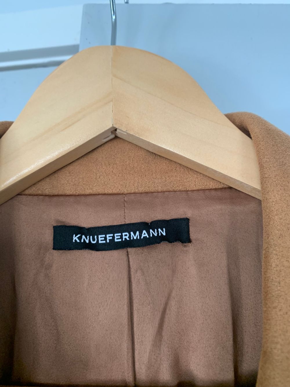 Knuefermann tan Brown Cropped Blazer micro suede short sleeves image 3