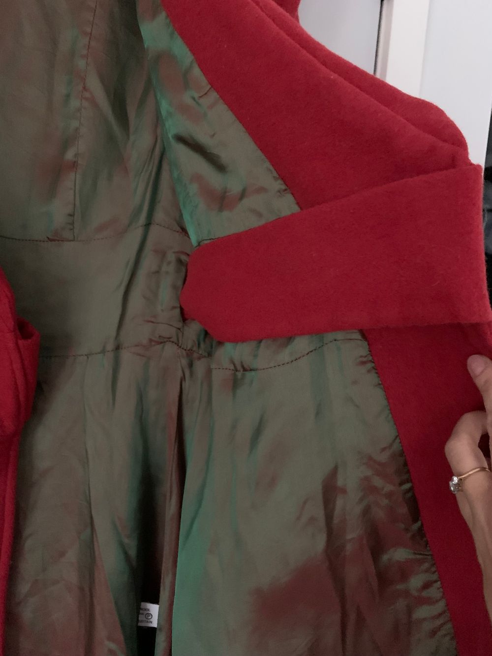 Vintage Wool 100% red Coat wrap shawl neck size 8 made in UK image 10