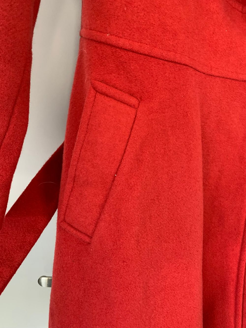 Vintage Wool 100% red Coat wrap shawl neck size 8 made in UK image 8