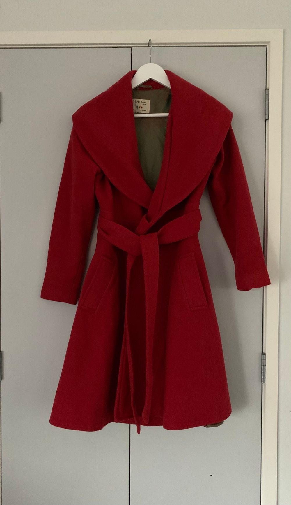 Vintage Wool 100% red Coat wrap shawl neck size 8 made in UK image 2