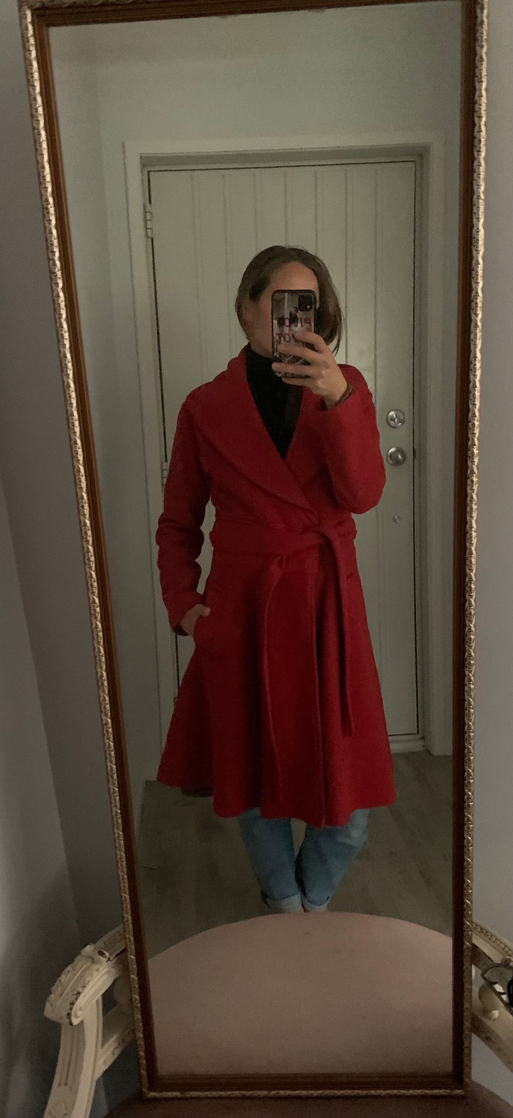 Vintage Wool 100% red Coat wrap shawl neck size 8 made in UK image 6