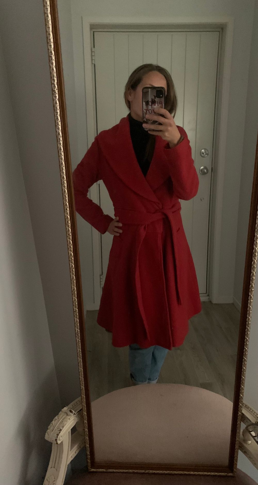 Vintage Wool 100% red Coat wrap shawl neck size 8 made in UK image 7